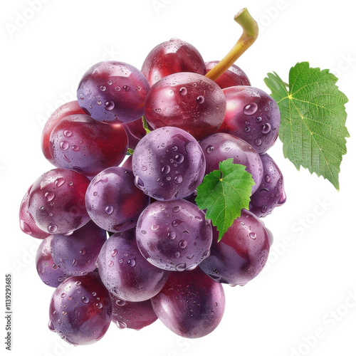 Closeup of a bunch of fresh purple grapes