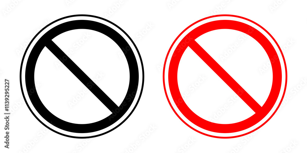 red and black slash circle sign icon symbol. prohibited sign red and black slash circle sign icon symbol. prohibited sign