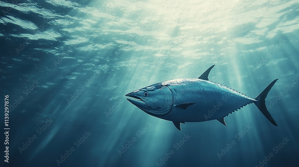 Fototapeta premium A school of tuna swimming in a tropical sea