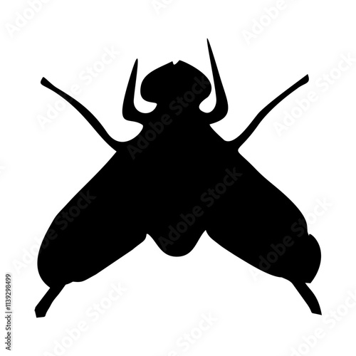 BLACK SILHOUETTE OF A BLACK HOUSEFLY