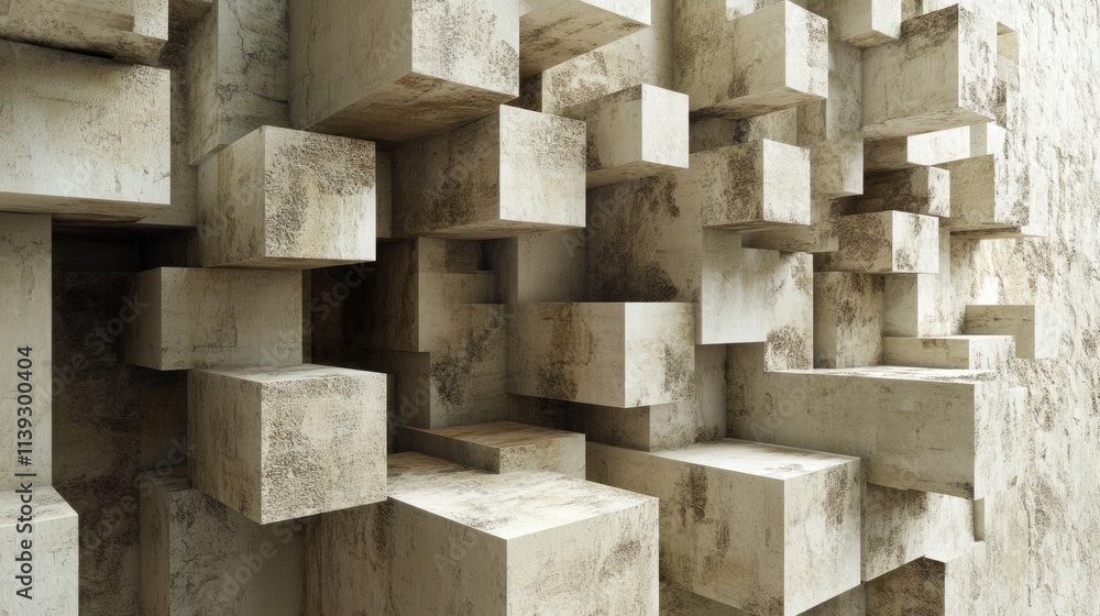 Abstract Stone Cubes: A 3D Render of Textured Blocks Abstract Stone Cubes: A 3D Render of Textured Blocks