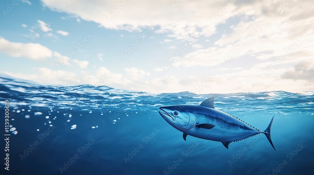 Fototapeta premium A school of tuna swimming in a tropical sea