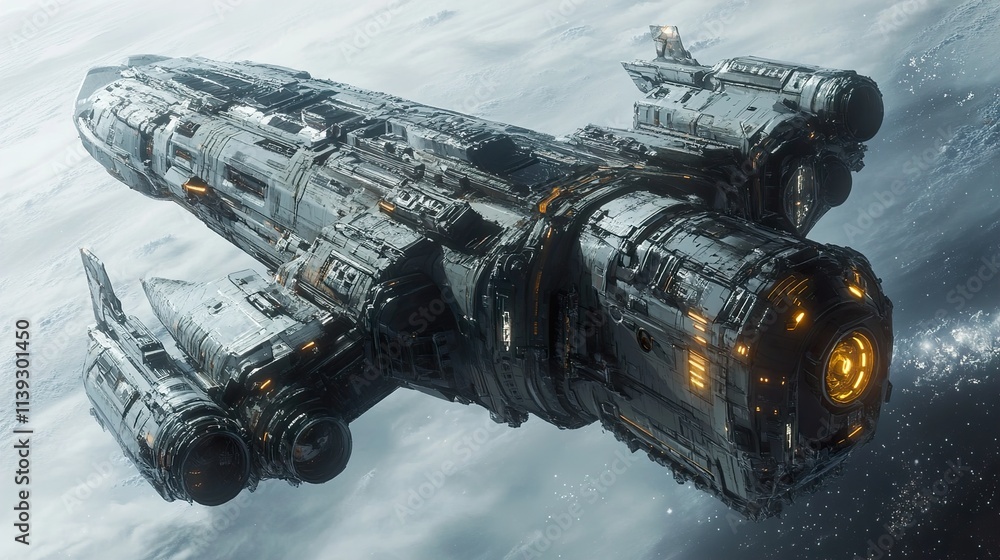 Futuristic Spaceship in Deep Space: A Sci-Fi Digital Painting Futuristic Spaceship in Deep Space: A Sci-Fi Digital Painting