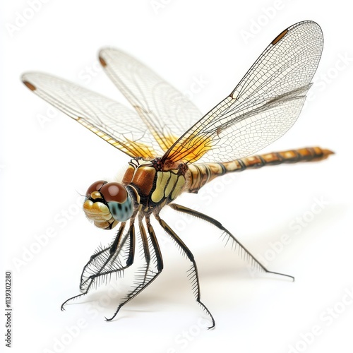 dragonfly close-up stock image, isolated on a white background photo