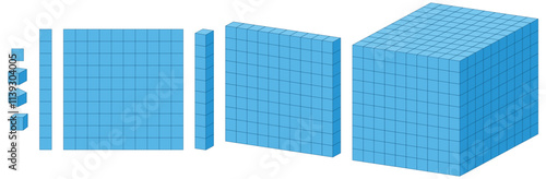 Mathematical Blocks and Cube Illustration