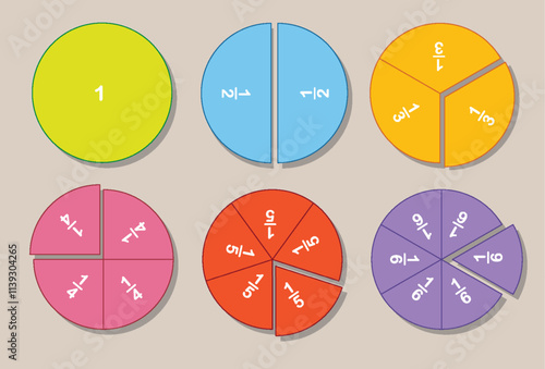 Colorful Fraction Circle Illustration