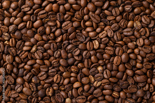 Roasted coffee beans background, Arabica coffee