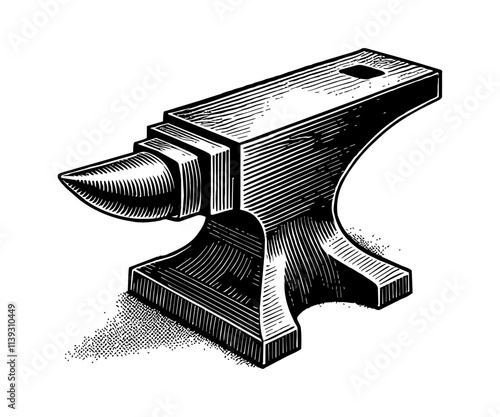 anvil engraving black and white outline