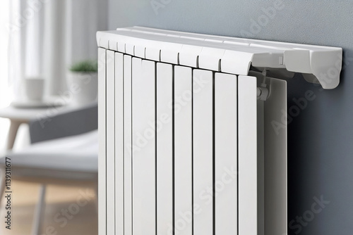 Wallpaper Mural white heating radiator hanging on the wall in the living room, close-up Torontodigital.ca