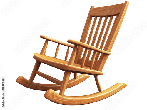 Classic Wooden Rocking Chair on Transparent Background