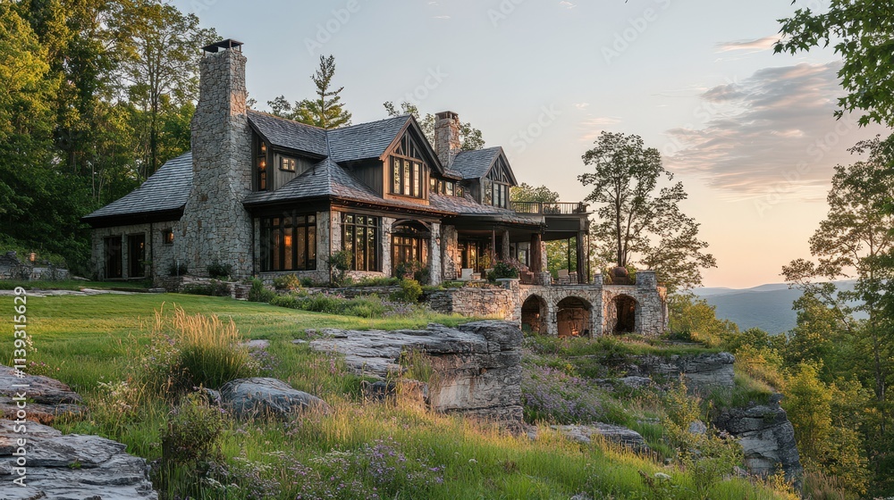 Stone House Majestically Situated On Mountaintop Stone House Majestically Situated On Mountaintop