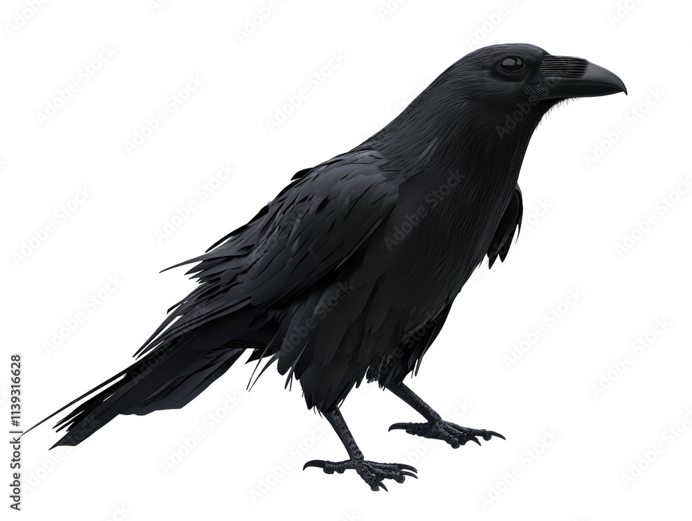 Fototapeta premium Majestic Black Bird in Profile View
