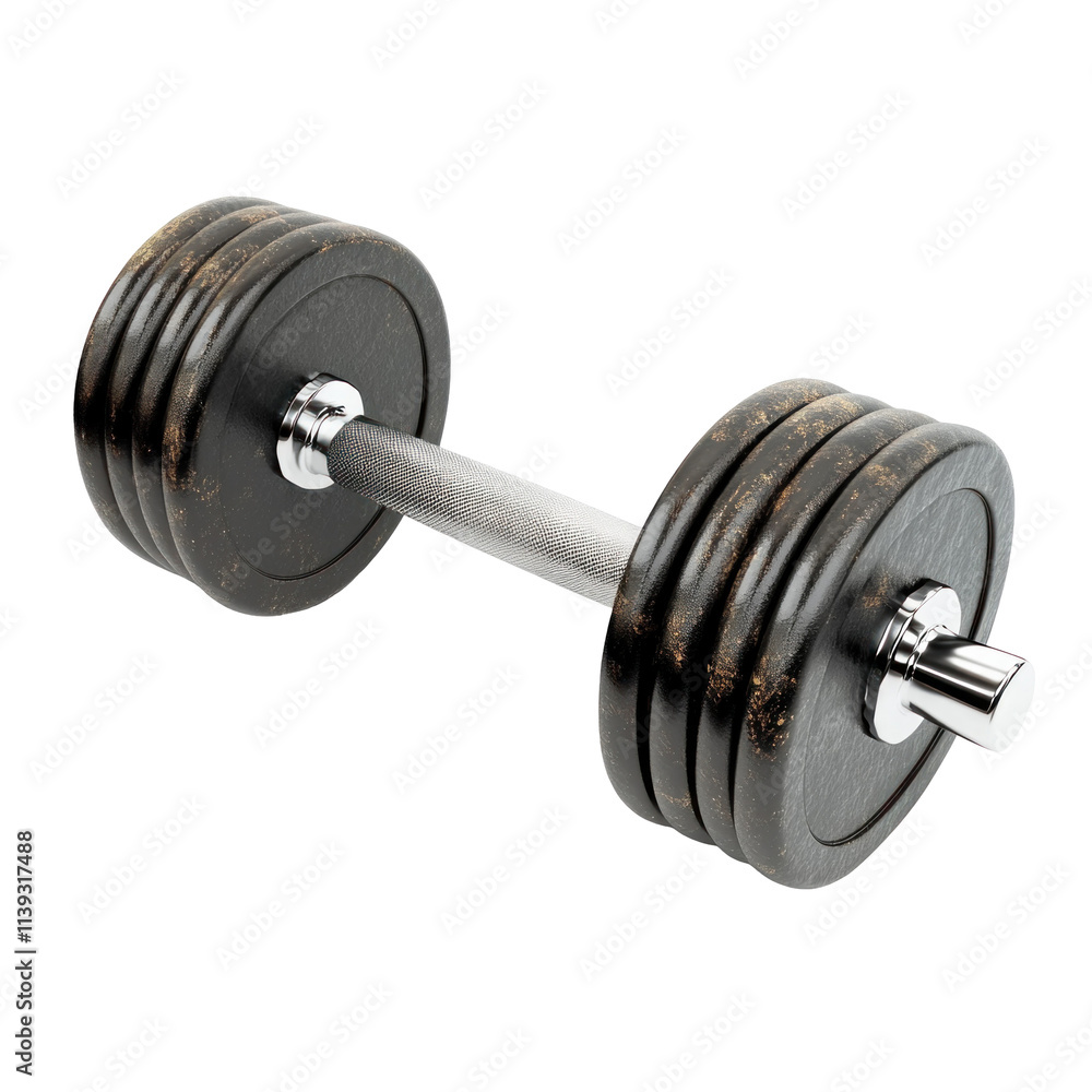 Fototapeta premium Black Dumbbell on Transparent Background