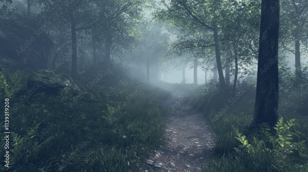 Misty Forest Path: A Serene Walk Through Nature's Embrace Misty Forest Path: A Serene Walk Through Nature's Embrace