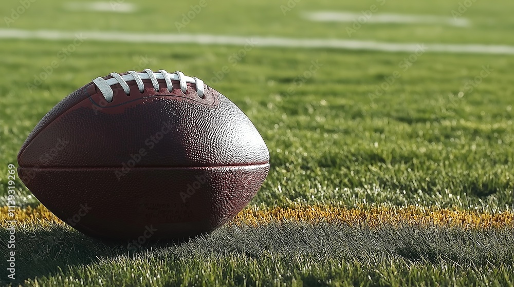 Obraz premium Closeup of American Football on Field