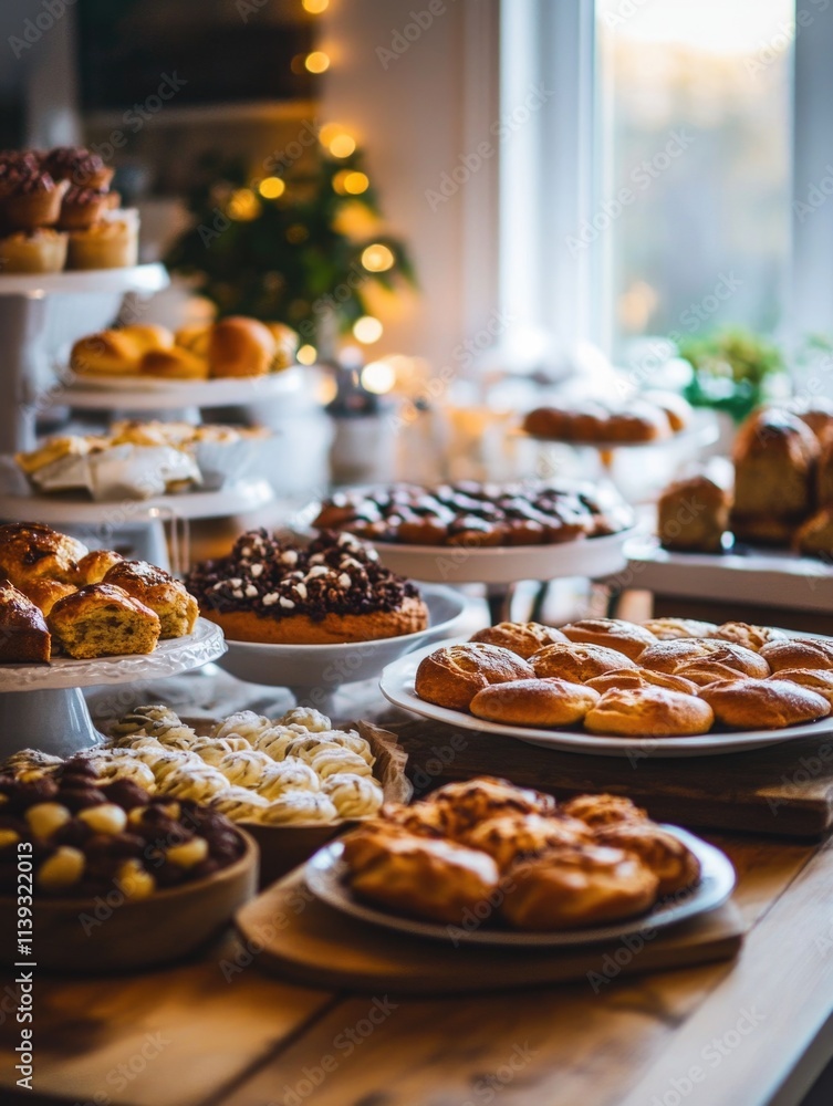 Pastries on wooden table Pastries on wooden table