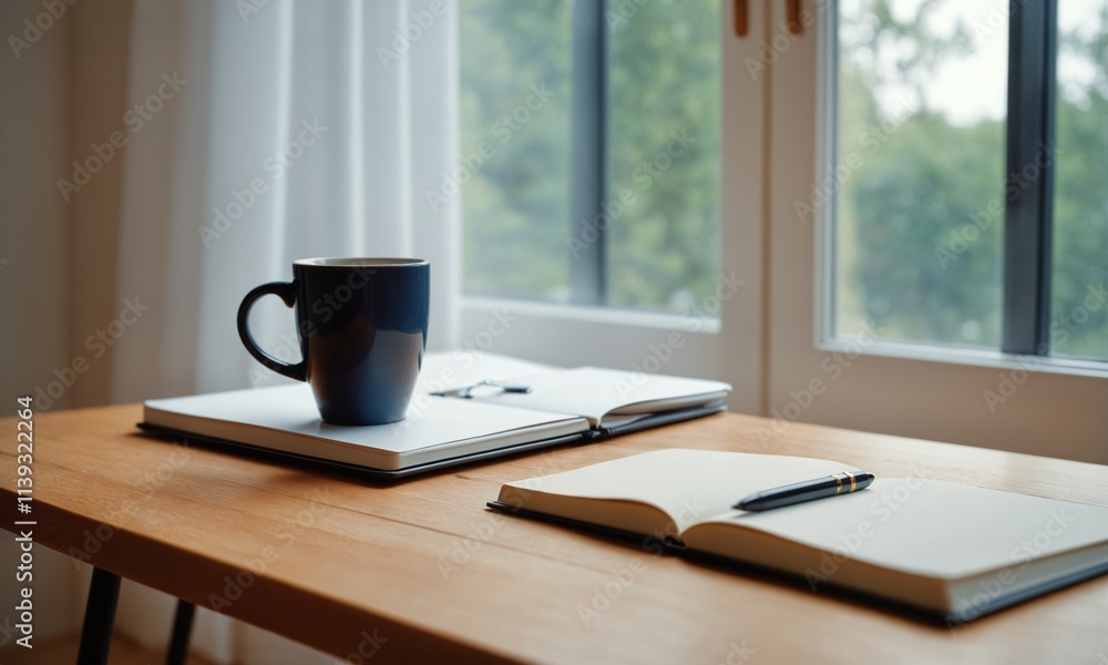 cup of coffee on the desk notebook pencil relax working time in window break time job business office furniture work from home cup of coffee on the desk notebook pencil relax working time in window break time job business office furniture work from home