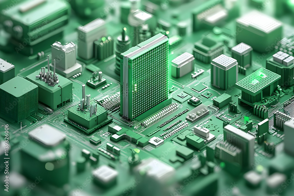 Circuit Board's Cityscape: A Futuristic Tech View Circuit Board's Cityscape: A Futuristic Tech View