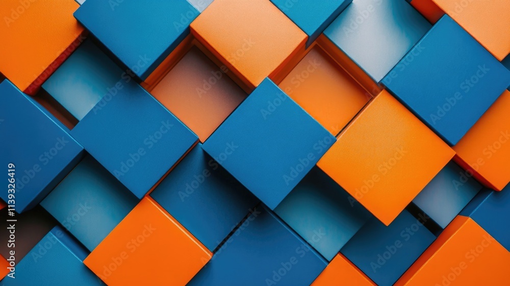 Wall of Orange and Blue Cubes Wall of Orange and Blue Cubes