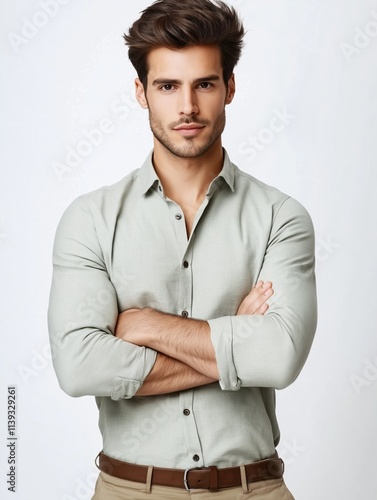 Stylish male portrait studio setting fashion professional look