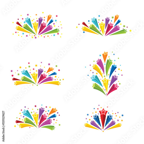 Party Star Banner stock illustration, Colourful shooting stars