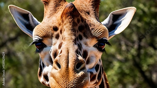 Magnificent Giraffe Portrait: A Close-Up Encounter with Gentle Giant photo