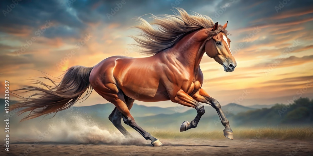 Galloping Forward: Majestic Horse with Flowing Mane and Tail Running Fast in High Depth of Field, Isolated Vector Design for Nature and Animal Lovers Galloping Forward: Majestic Horse with Flowing Mane and Tail Running Fast in High Depth of Field, Isolated Vector Design for Nature and Animal Lovers