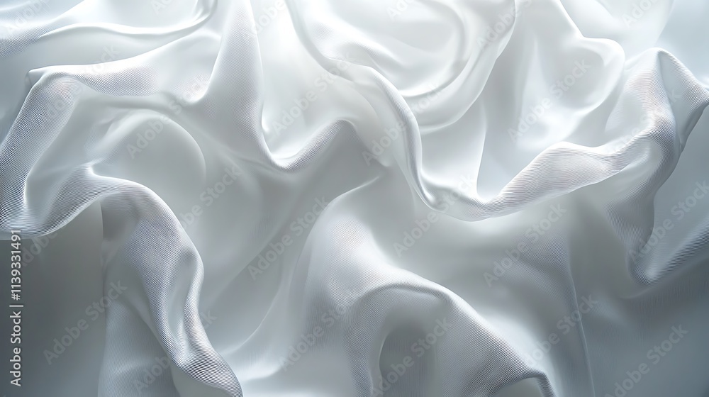 Draped White Silk Fabric: A Luxurious Textured Close-Up. AI Generated Draped White Silk Fabric: A Luxurious Textured Close-Up. AI Generated