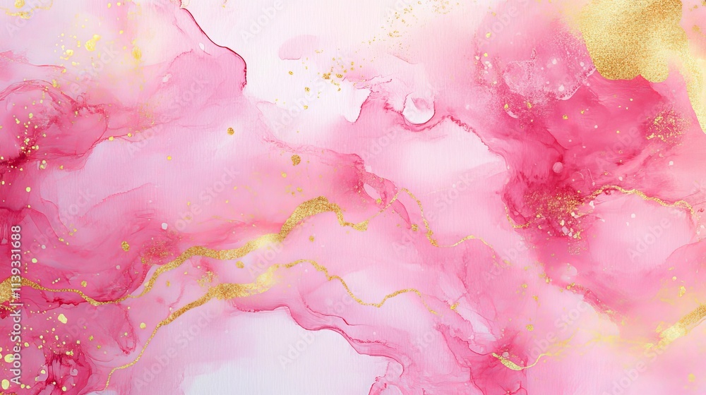 Fototapeta premium Abstract spring pink and gold watercolor background with pastel colors and blank space for text – high resolution design