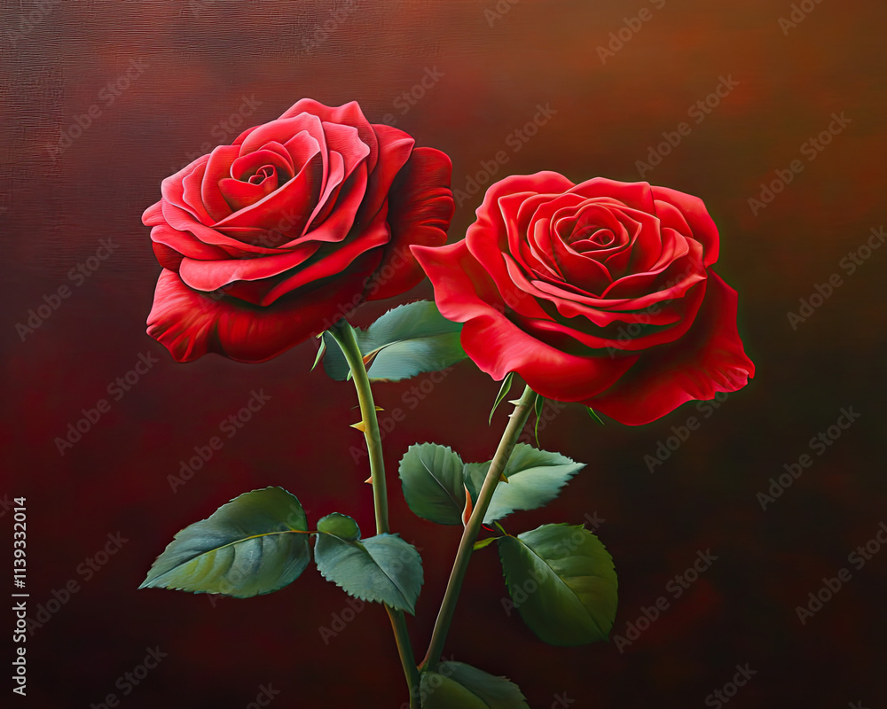 Fototapeta premium Captivating red roses nature garden floral artwork serene background close-up view beauty of nature