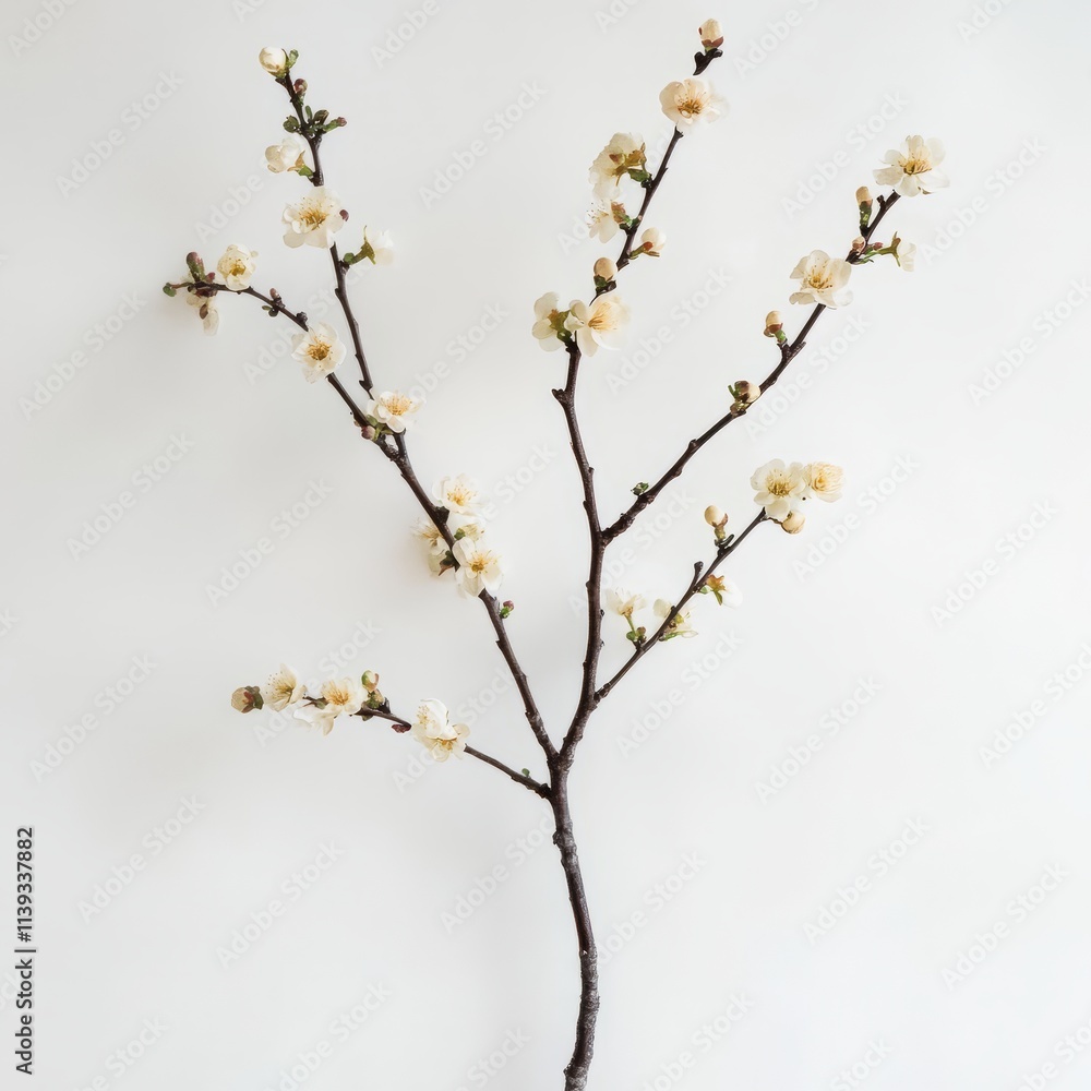 Plum blossom branch isolated on white background Plum blossom branch isolated on white background