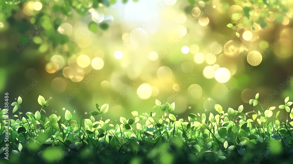 Vibrant Spring Green: New Growth in a Sun-Dappled Forest. AI Generated Vibrant Spring Green: New Growth in a Sun-Dappled Forest. AI Generated