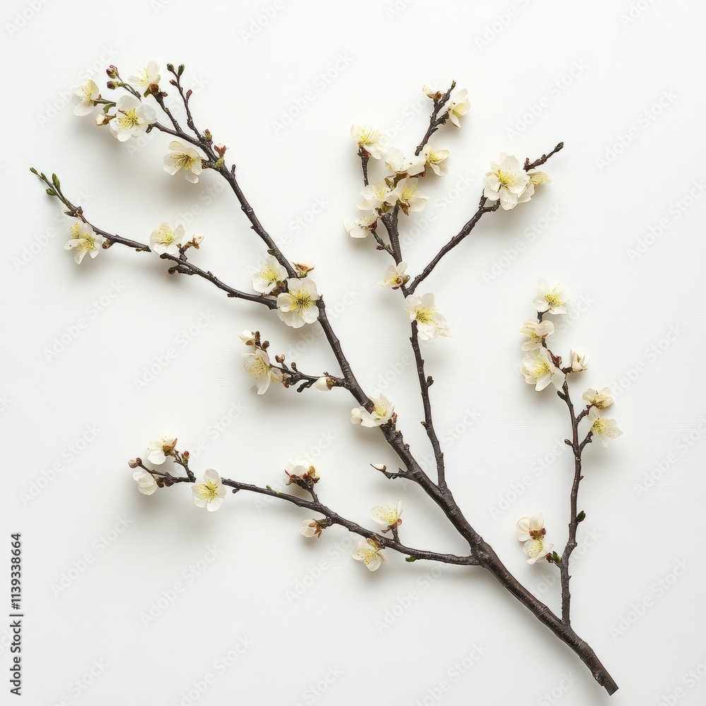 Plum blossom branch isolated on white background Plum blossom branch isolated on white background