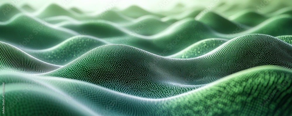 3D Green Waves Concept Background, Generative AI 3D Green Waves Concept Background, Generative AI