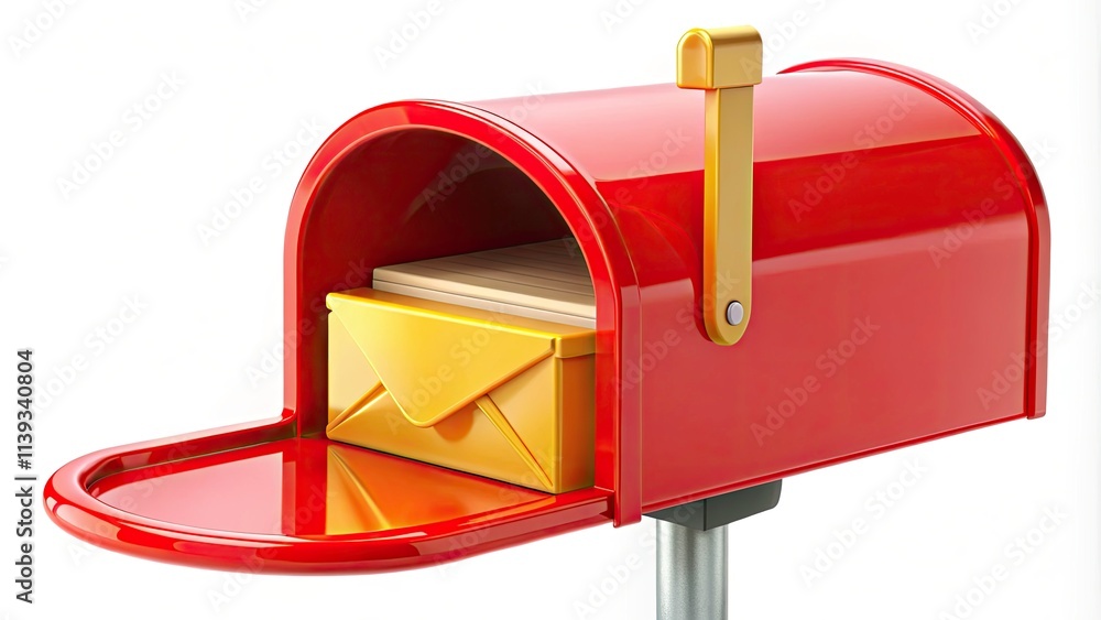 Red Mailbox Vector Illustration - Cartoon Open Postal Box with New Message Envelope for Flat Design Clipart Red Mailbox Vector Illustration - Cartoon Open Postal Box with New Message Envelope for Flat Design Clipart