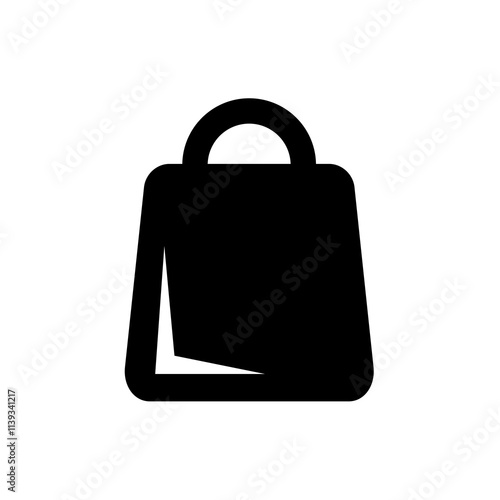 The shopping bag icon is black, with an elegant design, and is suitable as an additional element in your design.