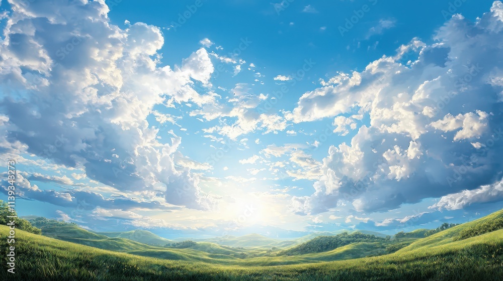 Captivating sunset over rolling hills serene landscape nature scene vibrant environment wide-angle view wildflower bliss Captivating sunset over rolling hills serene landscape nature scene vibrant environment wide-angle view wildflower bliss
