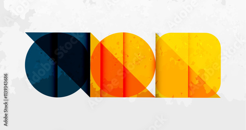 Squares, circles and triangles and grainy noisy texture. Vector Illustration For Wallpaper, Banner, Background, Card, Book Illustration, landing page