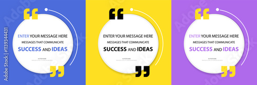 Bubble quote frame banner, Testimonial social media post template isolated on background. Speech bubbles and text box with copyspace. infographic Vector Illustration.