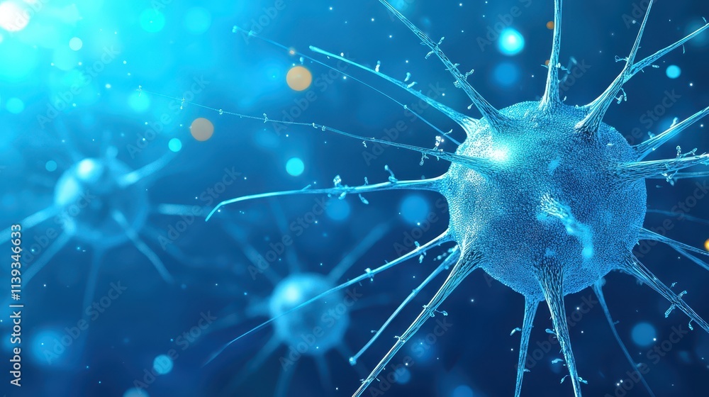Intricate network of neurons, a microscopic closeup of cellular neural connections Intricate network of neurons, a microscopic closeup of cellular neural connections