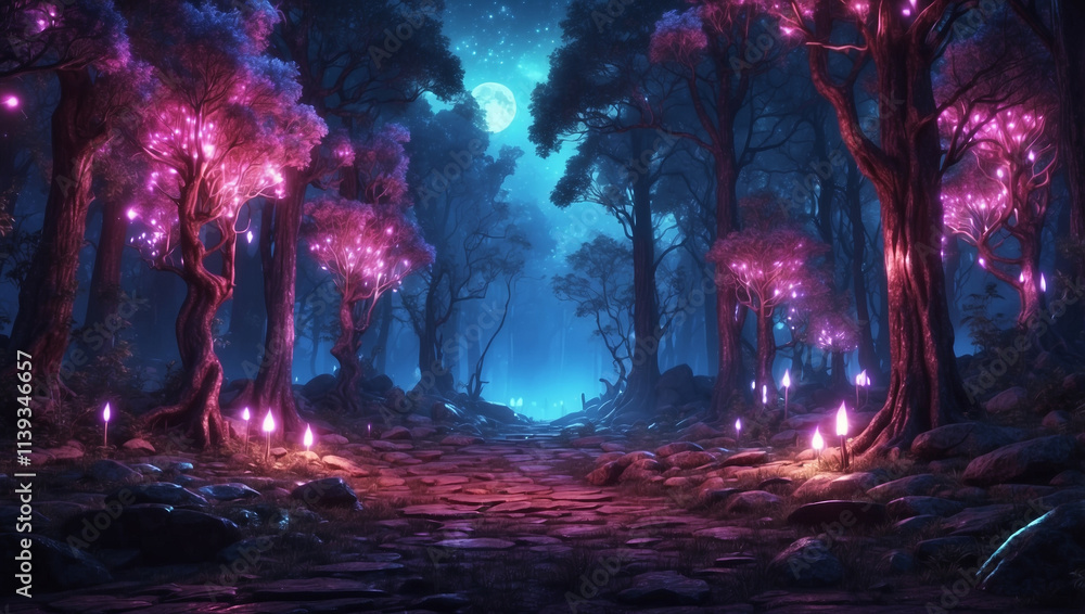 Dark Fairytale Fantasy Forest at Night Dark Fairytale Fantasy Forest at Night