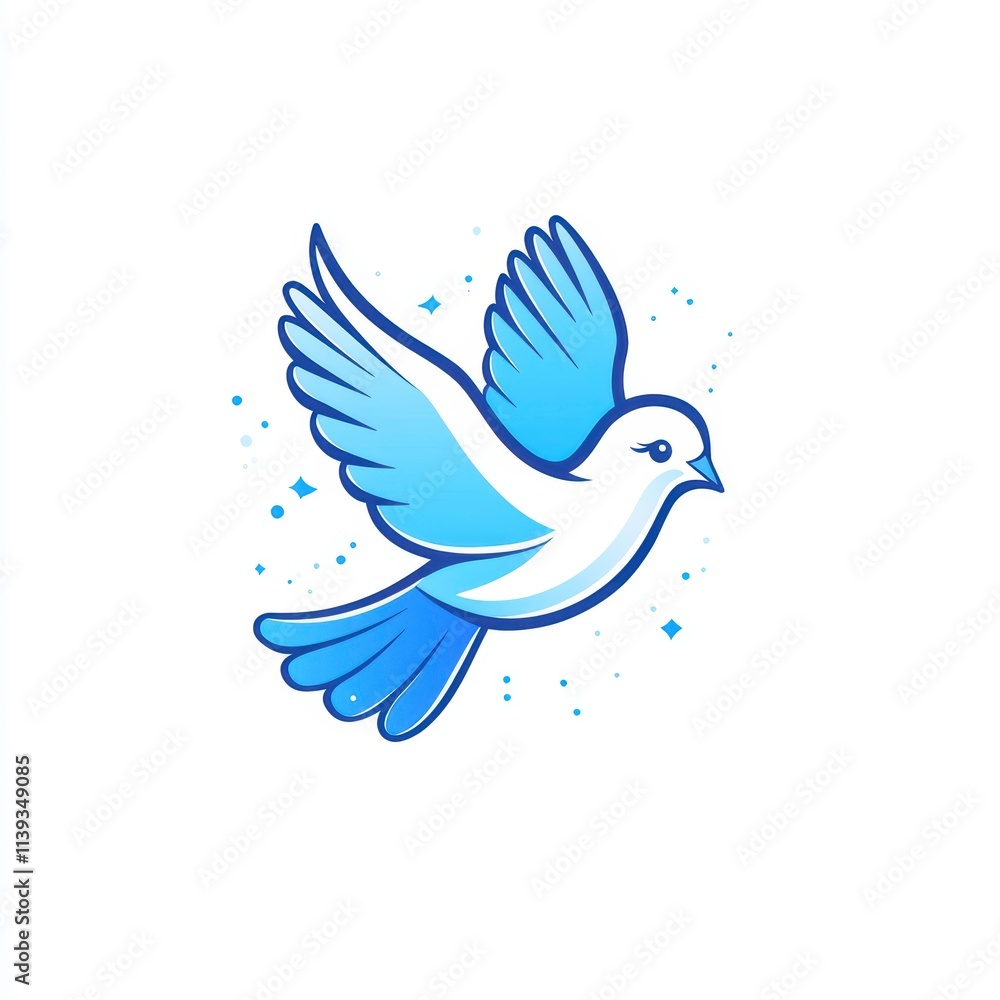 Fototapeta premium Stylized blue dove illustration representing peace and freedom