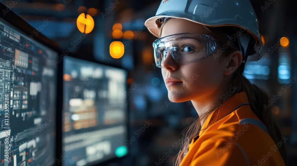A young engineer monitors machines using process control systems, ensuring consistent quality throughout production A young engineer monitors machines using process control systems, ensuring consistent quality throughout production
