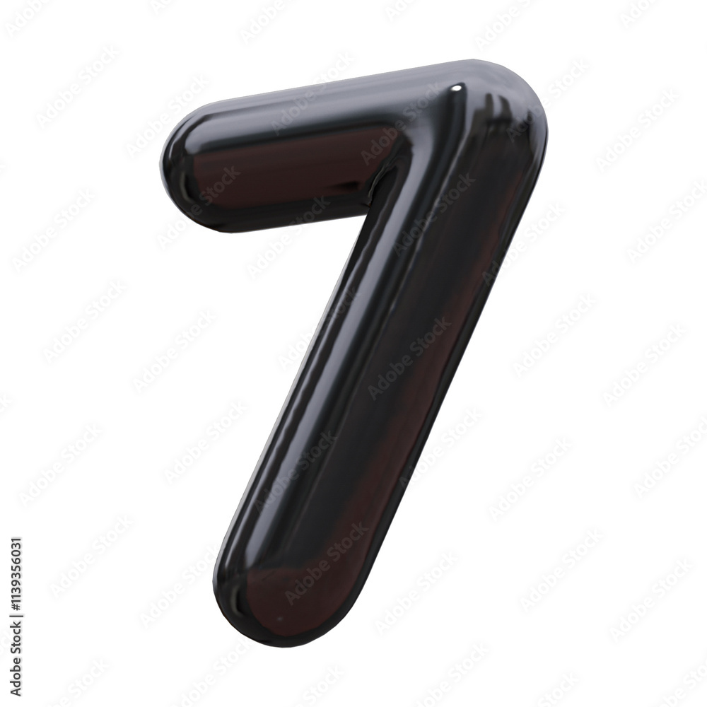 A black number 7 is on a transparent background A black number 7 is on a transparent background