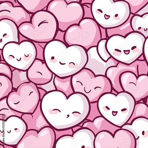 Doodle seamless pattern with hearts from hand drawing for valentine’s day. Set of red heard and love symbol graphic collection.