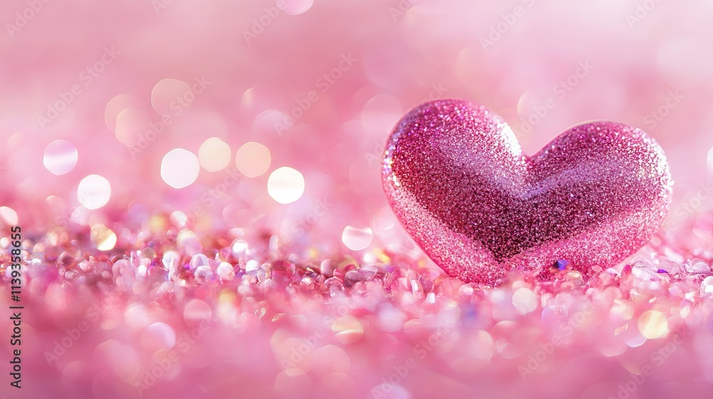 Panoramic heart-shaped glitter with soft bokeh lights on a sweet pink background for romantic and festive themes
Panoramic heart-shaped glitter with soft bokeh lights on a sweet pink background for romantic and festive themes
