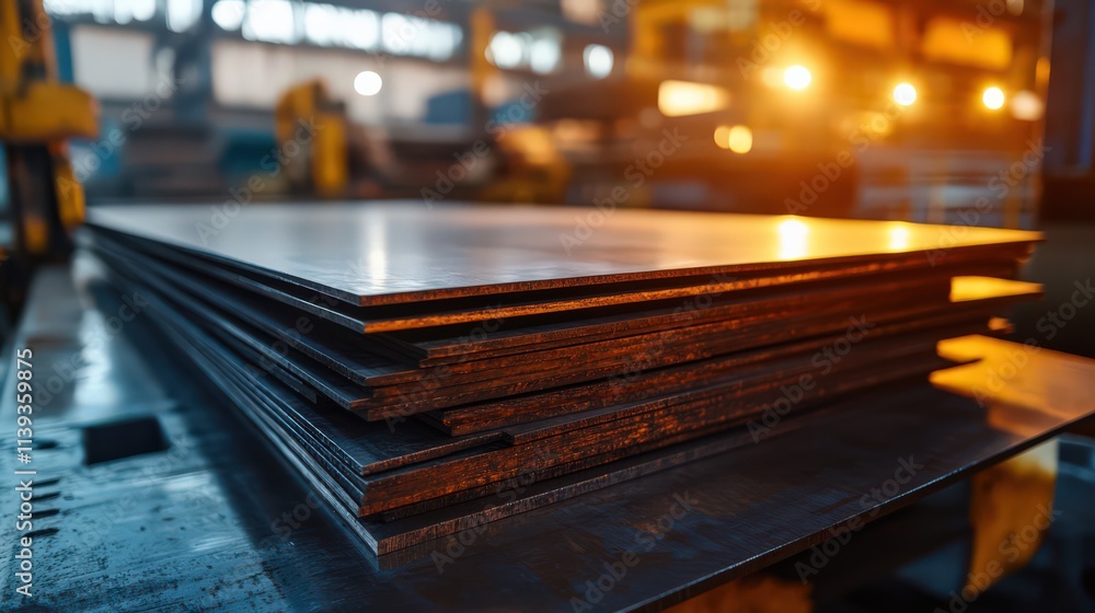 Sheets of steel are cut and shaped for use in automotive and construction applications, showcasing durability and strength Sheets of steel are cut and shaped for use in automotive and construction applications, showcasing durability and strength