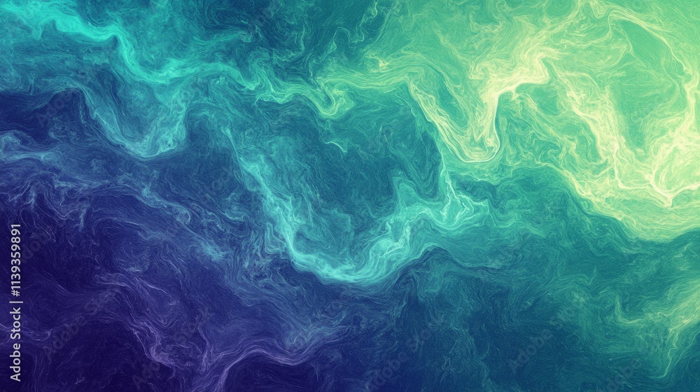 Abstract ocean swirls in teal and blue. Serene and calming.