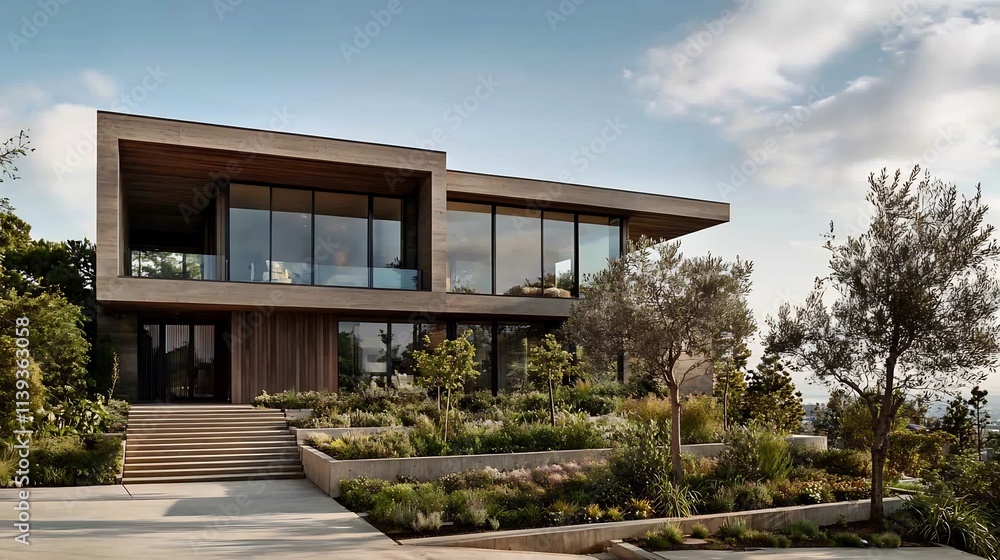 A modern minimalist Scandinavian inspired residential home featuring clean architectural lines large glass windows and a minimalist landscaped exterior A modern minimalist Scandinavian inspired residential home featuring clean architectural lines large glass windows and a minimalist landscaped exterior