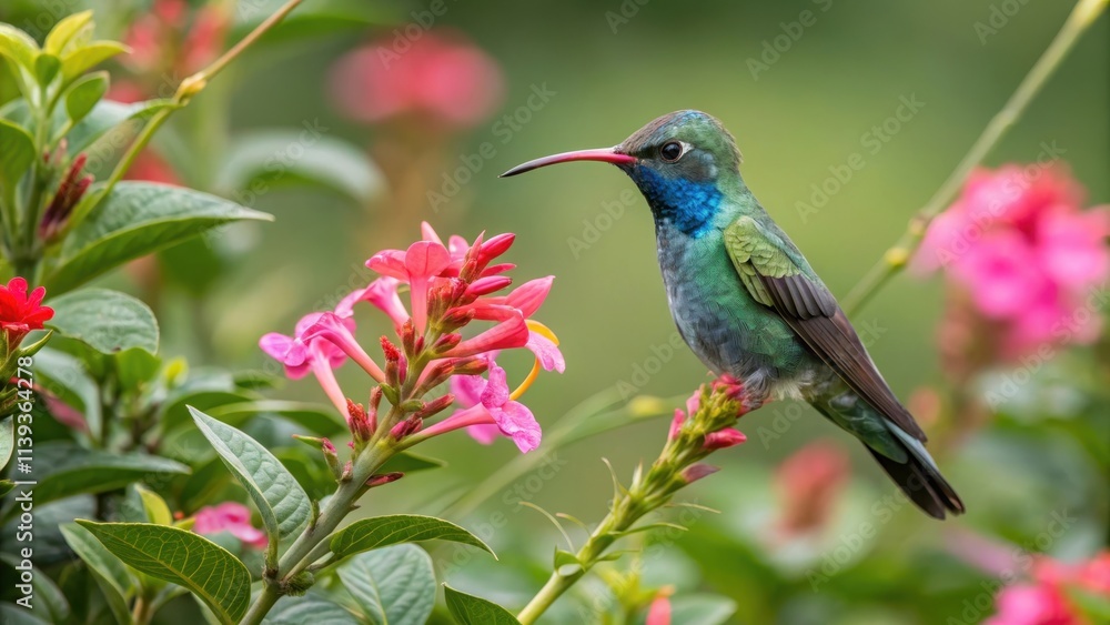 A vibrant hummingbird with iridescent plumage perches delicately on a branch laden with bright pink blossoms, showcasing the beauty of nature's intricate details. A vibrant hummingbird with iridescent plumage perches delicately on a branch laden with bright pink blossoms, showcasing the beauty of nature's intricate details.